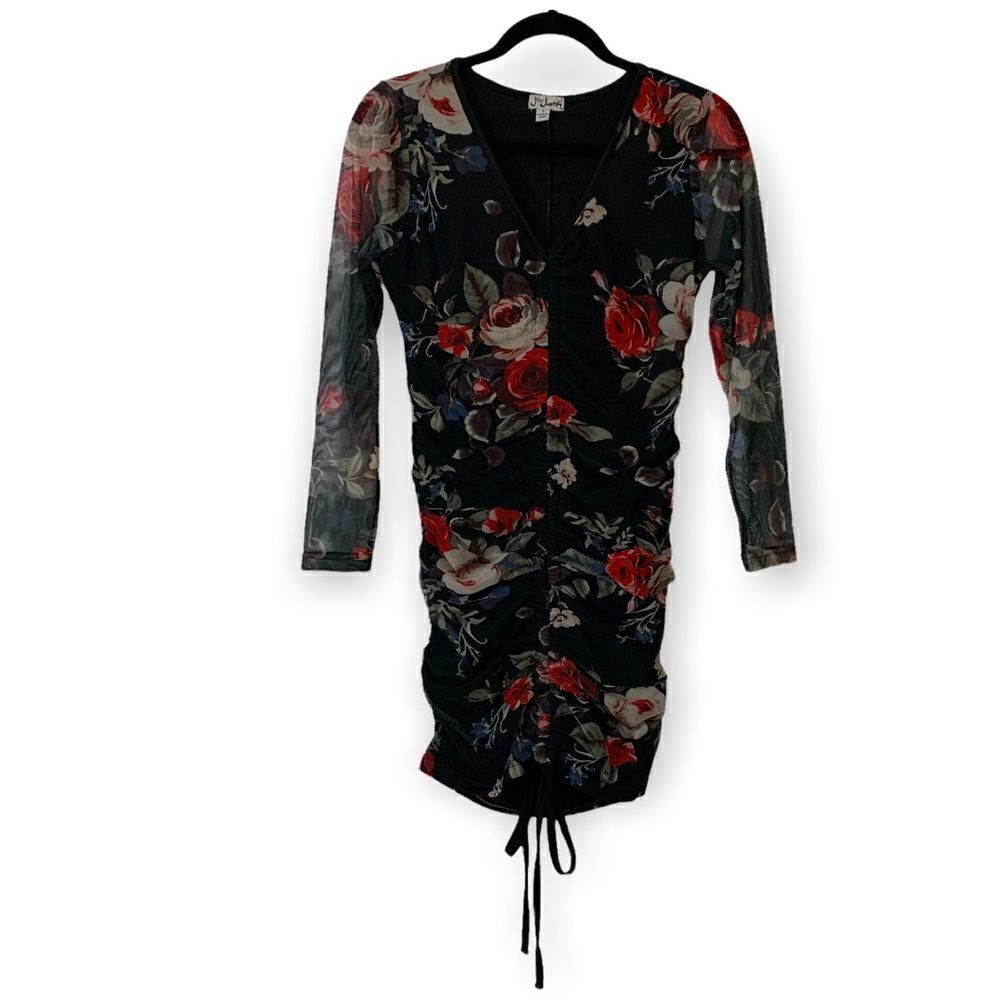 J for Justify women's Y2K floral cinched mesh dress sz S